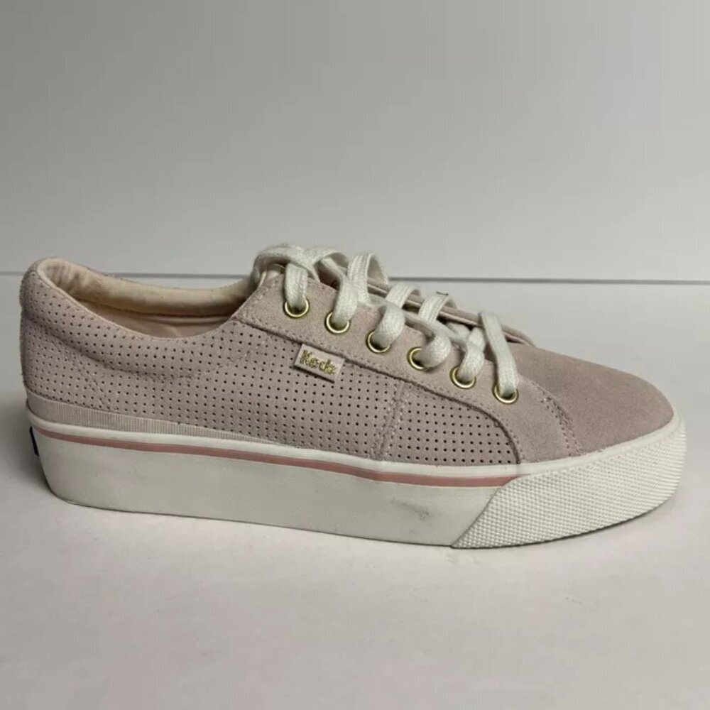 Keds Women’s Jump Kick Duo Perf Suede Pink Sneakers, Size 7.5 M